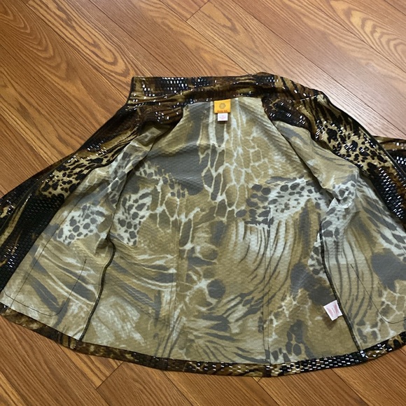 🌹Ruby Rd. Animal print woman’s jacket full zip up monk neck shinny squares sz16 - Picture 11 of 16